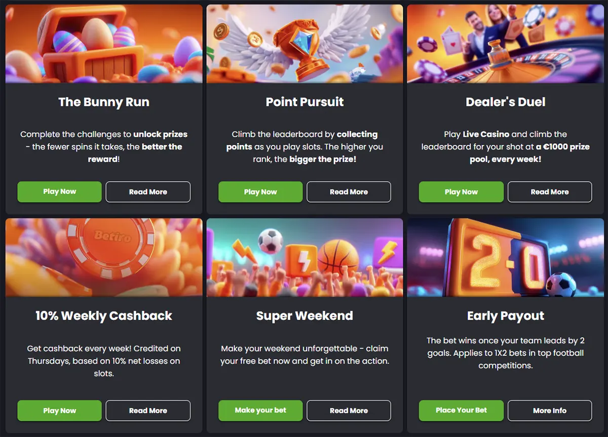 Betiro Casino promoties en bonussen