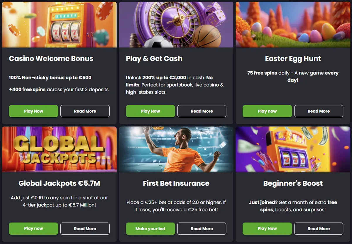Welkomstbonussen bij registratie bij Casino Betiro